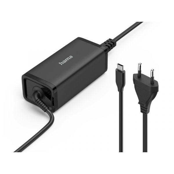 Hama Univerzális hálózati notebook töltő adapter, USB Type-C GaN, PD, 5-20V, 100 W, fekete (200024)